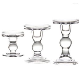 Candle Holders High Clear Glass Holder Multiple Size Choices Pillar & Taper Wedding Centerpieces Candlestick