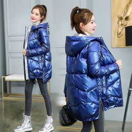 Women's Down Parkas Winter Jacket Parkas Women Glossy Down Cotton Jacket Hooded Parka Warm Female Cotton Padded Jacket Casual Outwear P985 220926