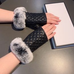 CH designer gloves leather glove ladies sheepskin rabbit fur winter mitten for women official replica Counter quality European size T0P quality 006