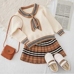 Clothing Sets Kids Christmas stripe knit wool blends 2pcs Clothing Sets tracksuits Pullover skirt outfits children designer sweaters girls 18M-7Y boutique