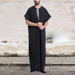 Ethnic Clothing INCERUN Muslim Kaftan Men Printed Short Sleeve Vintage Robes Loose Dubai Saudi Arabia Islamic Abaya Jubba Thobe S-5XL