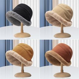 Stingy Brim Hats Fashion Soft Plush Autumn and Winter Bucket Outdoor Warm Ladies Fisherman Trend Panama 220927