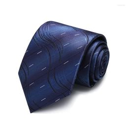Bow Ties High Quality 2022 Designer Fashion White Gradient Pattern Dark Blue 8cm For Men Necktie Work Formal Suit With Gift Box