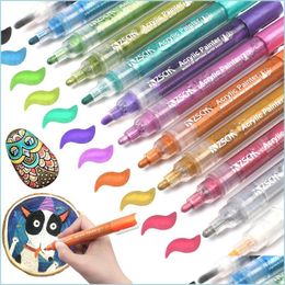 Markers Permanent Marker Coloured Acrylic Paint Markers Water-Based Highlighter For Tyres Rock Canvas Porcelain Wood Metal 20 Bdesybag Dhkbt