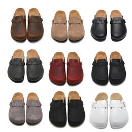 Boston Sandals Slippers Designer Leather Bag Head Cork Men Women Lazy Shoes Buckle Strap Woody Slides Summer Clog Shoe