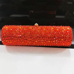 Evening Bags High Quality Red Rhinestone Wedding Bag Long Small Size 20 ColorsClutch Purse Diamond Clutches Women Party Handbags