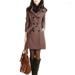 Women's Wool Women's Clothing 2022 Elegant Female Winter Woollen Coat Fashion Plus Size Slim Ladies Autumn Overcoat F085