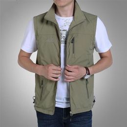 Men s Vests Ymwmhu Man Thin Casual Wasitcoat for Vest with Many Pockets Summer Zipper Regular Waistcoat 220926