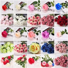 Decorative Flowers 5/10Pcs Artificial Bouquet Red Silk Fake Rose Flower For Wedding Home Table Decoration Christmas Valentine's Day Gift