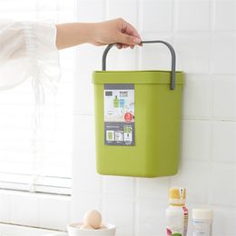 Waste Bins Wall Mounted Bin Kitchen Hanging Trash Can With Handle Sticker Garbage Car Portable Storage Bucket Home Dustbin 220927