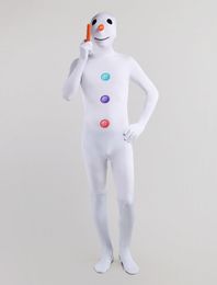 White snowman cosplay Catsuit Costume Printing and dyeing pattern Lycar full Body Zentai suit stage costumes club party jumpsuit