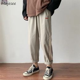 Men's Pants Casual Men Summer Loose Straight Trousers Patchwork Ankle-length Breathable Mens Large Size Chic Korean Style Ulzzang 220924