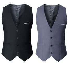 Mens Vests Black Grey Navy Blue Vests For Men Slim Fit Suit Male Waistcoat Gilet Homme Casual Sleeveless Formal Business Jacket 220927