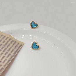 Stud Earrings Korean Temperament Simple Small Heart Clip On 2022 Blue Colour 1.2 1.2cm For Kids Girls Female