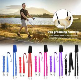 Dog Collars Leashes Pet Supplies Adjustable Grooming Belly Strap Drings Bathing Band Free Size Traction Collar Harness 3pcs 220923