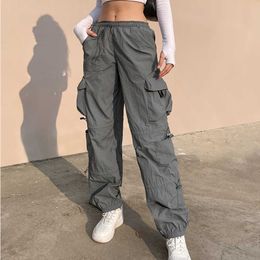 Women's Pants Capris Women Casual Multi-Pocket Cargo Pant Vintage Workout Overalls Mid Waist Drawstring Loose Sweat Pants Streetwear Jogging Trousers T220926