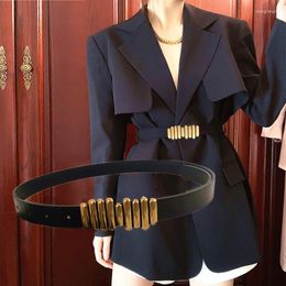 Belts 2022 For Women Fashion Dress Jeans Belt PU Leather Metal Buckle Rectangular Copper Snap Lady Girls Leisure Waistband