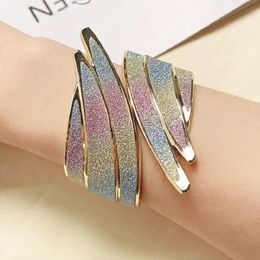 Bling Colourful Wide Wing Bangle Open Cuff bracelet for Women New Vintage Gold Plated Glitter Crystal Fashion Wrist Hand Jewellery Gifts Napkin Ring Curtain Buckle