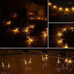 Strings 10/20 LEDs Lantern String Lights Water Drop Metal Cage Diamond Fairy Battery Operated For Chirstmas Wedding Party Garden