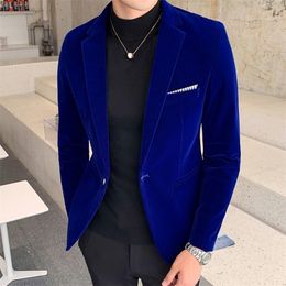 Mens Suits Blazers Brand clothing Men Golden velvet suitMale slim High quality business BlazersGrooms Wedding Dress Mens jacket clothing 220927