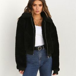 Womens Jackets Women Thick Warm Teddy Bear Pocket Fleece Jacket Coat Zip Up Outwear Overcoat Winter Soft Fur Jacket Female Plush Coat Elegant 220926