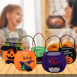 Funny Halloween Candy Bags Trick or Treat Bags Smile Pumpkin Bag Kids Candy Bag Multi Style Cute Candy Handbag Festive Party Supplies
