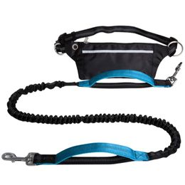 Dog Collars Leashes Dog Leash with Waist Bag Reflective Jogging Dogs Traction Rope Extendable Bungee Dog Running Waist Leash Belt 220923