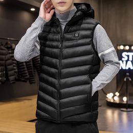 Men s Vests brand Men Vest Warm Jacket Smart heating warm vest sleeveless hooded Winter Clothing 220926