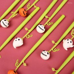 6x Halloween Ballpoint Pen Cute Pumpkin Ghost Gel Pens Silicone Shell Black/Blue Ink 0.5mm For Child Student Gift Reward