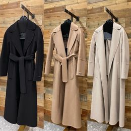 Womens Fur Faux DoubleFaced Woolen Goods Coat Wool Overcoat Female SlimFit Cashmere HighGrade winter coat women wool 220927