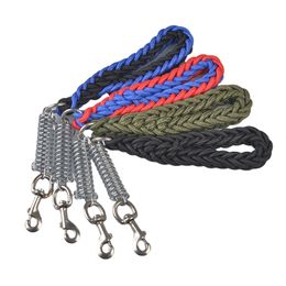 Dog Collars Leashes Short Explosionproof Medium large dog traction belt leash hand made and Spring buffer big One step lead rope pull chain 220923