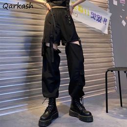 Pantaloni da donna Capris Cargo Pants Donna 2021 Moda Punk Jogger Pantaloni Harajuku Streetwear All-match Primavera Caviglia Estetica Nero Autunno Nuovo T220926
