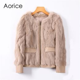 Womens Fur Faux Aorice Real Rabbit Coat Jacket Ins Winter Lady Female Rex Coats Parka Jackets Z20029 220927