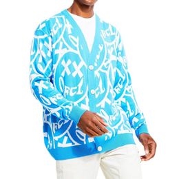 Men's Sweaters Fall Winter Oversized Cardigan Knit Streetwear Loose Top Hip Hop Cartoon Pattern 220927