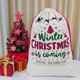 Christmas Gift Bag Sack Drawstring Santal Claus Cotton Storage Candy Large Gift Holders JNB15773