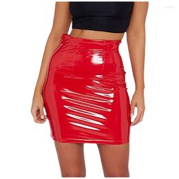 Skirts Women Faux Leather Skirt Classic Latex High Waisted Stretchy Slim Mini A-line Pencil Plus Size Custom