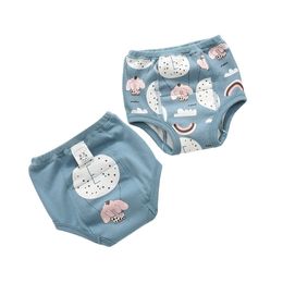 Tygblöjor Happyflute 2 -stycken/Set Baby Cotton Waterproof Trainning Pants Barnens andningsbara tvättbara blöjbyxor 220927