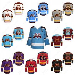 Gla MitNess Cutom Gordon Bombay#66 Waves mighty ducks Movie Jersey NEW Stitch Sewn Any Colour Any Size College Hockey Jerseys