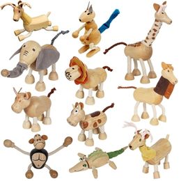 Anime Manga ChildrenS Simulation Wild Animal Model Doll Toy Elephant Monkey Cow Giraffe Lion Tiger Bear Wooden Eonal Toy For Children 220923