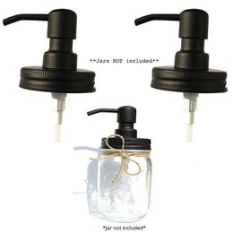 Mason Jar Soap Dispenser Lids with Pumps Painted Black Rust Proof Lotion Dispenser Lid for Regular Mason Jars RRE14526