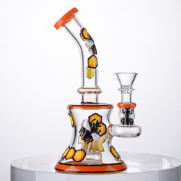 3D Bee Style Bong Unique Beaker Bongs Straight Tube Hookhs Multi 3 Types Smoking Pipes Heady Glass Water Pipes 5mm Thick Dab Oil Rigs With 14mm Joint Bowl