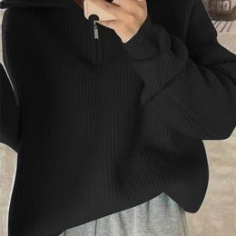 Womens Sweaters Jielur Women Sweater Oversize Zipper Knitted Pullover Long Sleeve Solid Colour Loose Ladies Sweaters Autumn Winter Turtleneck 220923