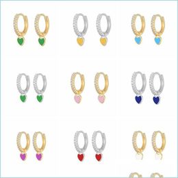 Charm Aide 925 Sterling Sier Hoop Earrings With Cute Candy Neon Colour Enamel Heart Charm Drop Earring Gold For Girls 476 B3 Delivery Dhehb