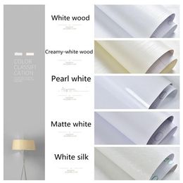 Wallpapers Solid White Waterproof Closet Table Kitchen Adhesive Paper For Furniture Decorative Film Wallpaper Modern Wall
