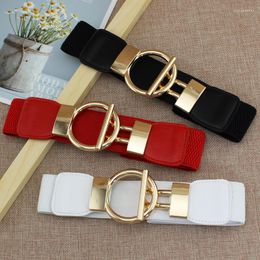 Belts Designer Luxury Fashion Girl Elastic Belt Dress Skirt Wide Waist Seal Gold Round Buckle Women's Decorative