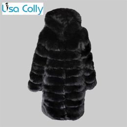 Womens Fur Faux Women Winter Mink Coats Long Sleeve Jacket With Hooded Thick Warm Outerwear Fake 220927