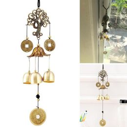 Decorative Figurines Metal Copper Wind Chime Pendant Door Decoration Money Tree Chimes Bell Good Lucky Home Garden Decorations