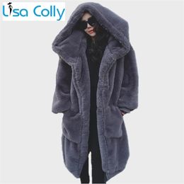 Womens Fur Faux Women Winter Overcoat Coat Thick Long Parka Warm Sleeves Jacket With Hooded Loose Oversized Outwear 220927