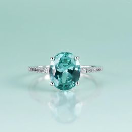 Cluster Rings Gem's Beauty 3CT Oval Lab Green Spinel Engagement 925 Sterling Silver Classic Fine Jewellery For Women Romantic Gift