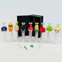 Smoking Unique Micro Nector Collector Kit 10mm&14mm Cartoon Character with Titanium Tip Dab Rig Straw Set With Box